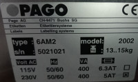 Pago Pagomat 6AM2 side printer labeler for shrink wrapped bottle bundles